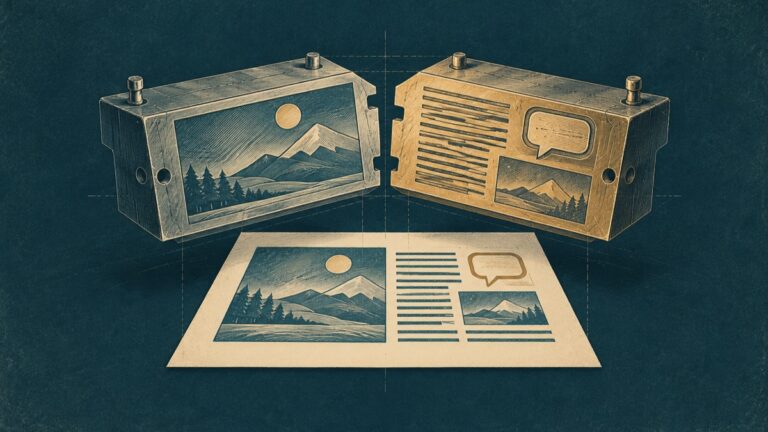 Two fitted printing plates produce a page with a question and answer.